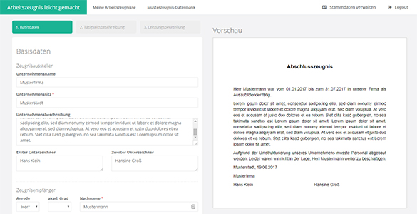 Arbeitszeugnis leicht gemacht - Musterzeugnisse - Screenshot